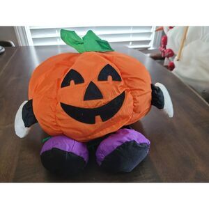 Halloween Vintage 1994 Nylon Pumpkin Plush Man Gibson Greetings Jack o' Lantern
